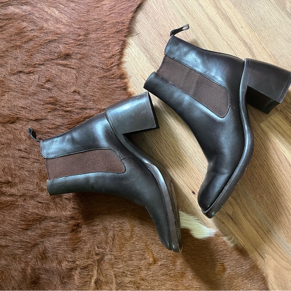 VINTAGE Free Lance 90s Square Toe Dark brown leather ankle boot made in France